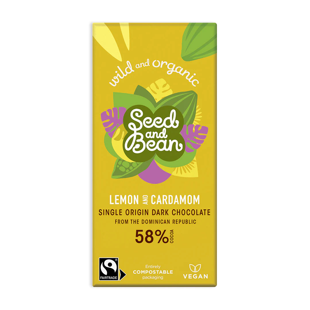 Seed and Bean Lemon and Cardamom Dark Chocolate - Vegan
